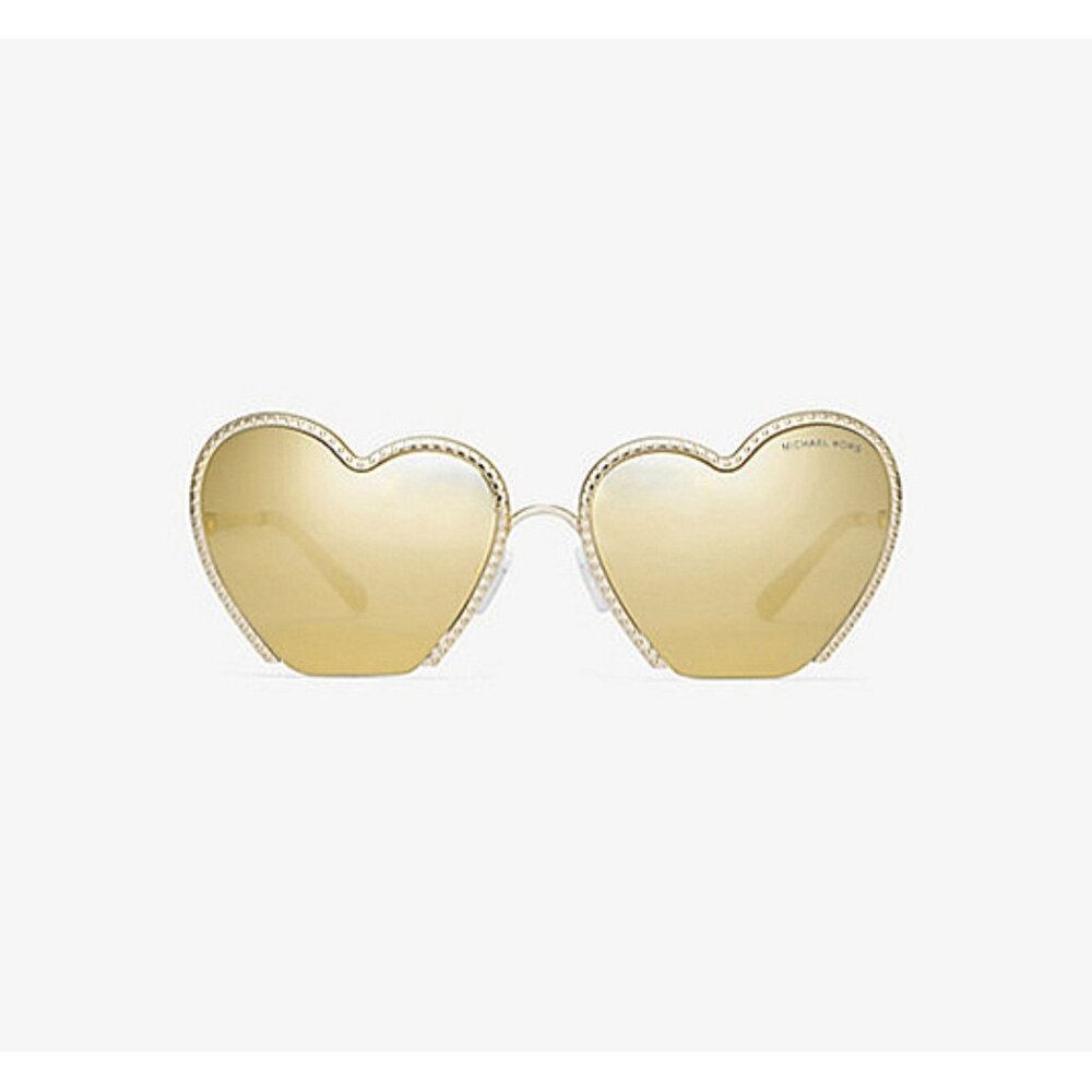Michael Kors Heart Breaker Sunglasses Gold Metal Shiny Sunnies 100 UV Protection